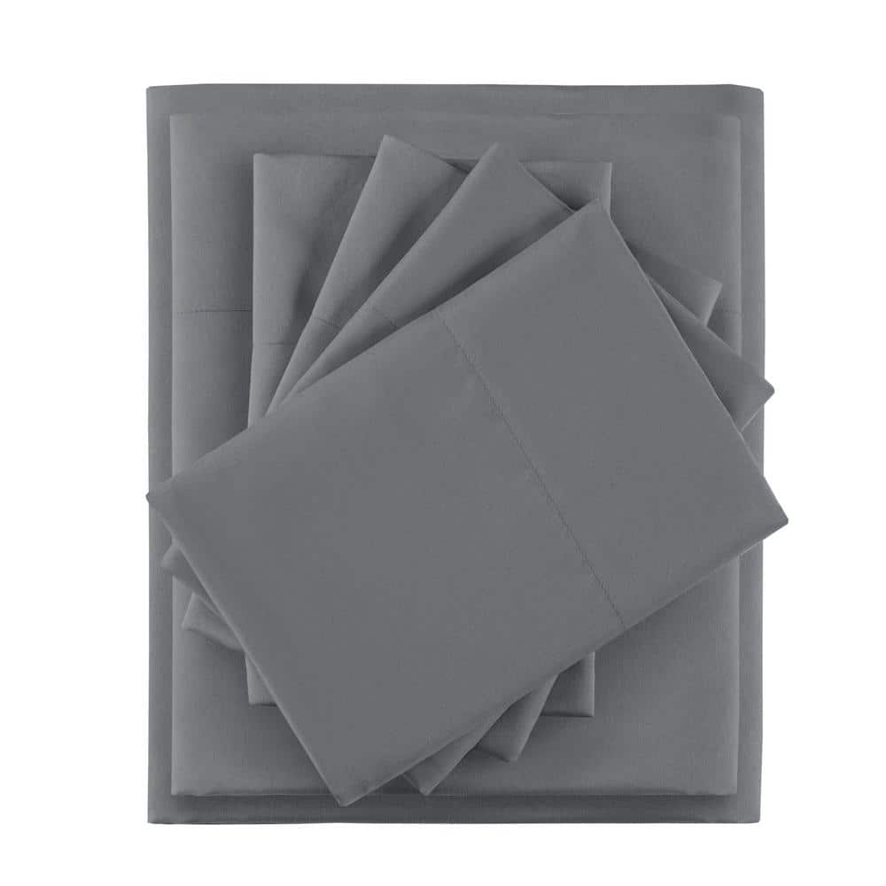 Charcoal Full Microfiber Sheet Set with Side Storage Pockets