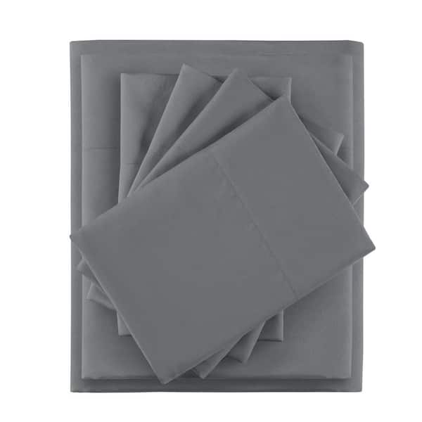 Intelligent Design 6Piece Charcoal Microfiber Full Sheet Set with Side