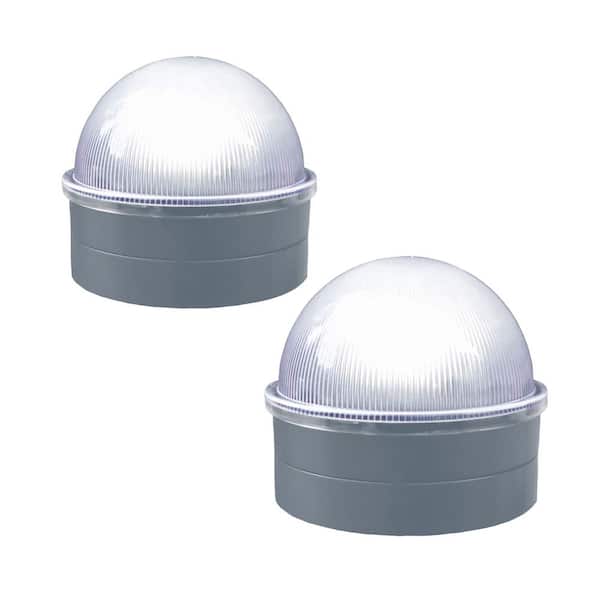Classy Caps Silver Chainlink Summit, Round Fence Post Cap Lights Solar