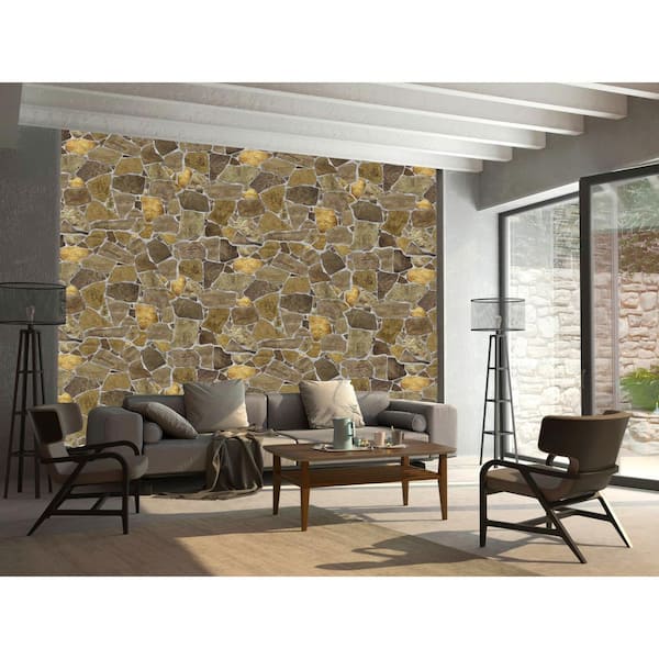 3D Falkirk Renfrew II 1/50 in. x 39 in. x 25 in. Brown Faux Stone PVC Decorative Wall Paneling (5-Pack)