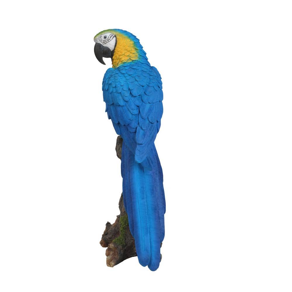 Blue and Yellow Parrot on Branch Polyresin Statue