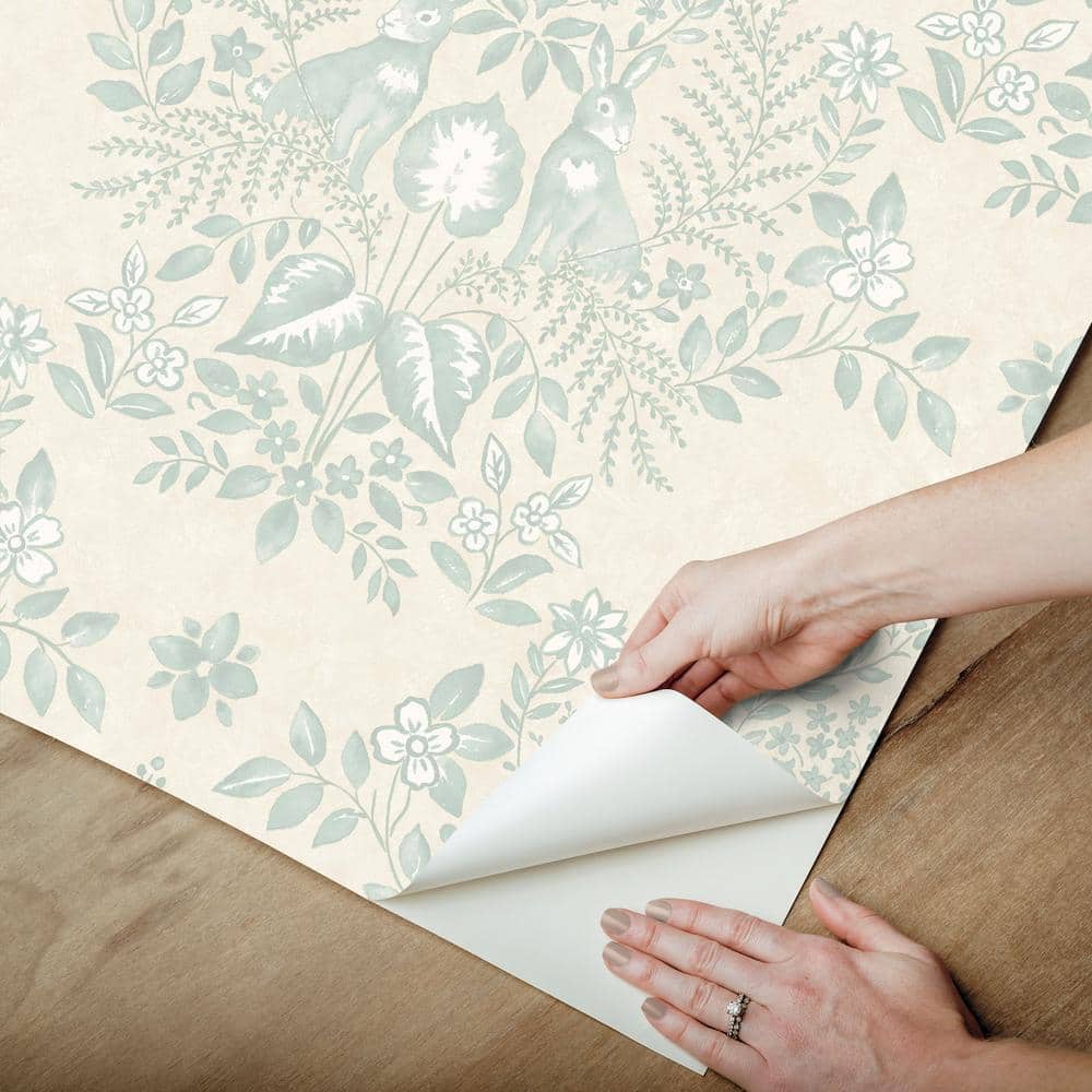 Vintage Duck Egg Damask Peel and Stick Wallpaper