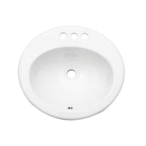 20 in. Drop-In Ceramic Bathroom Sink in White with Integrated Bowl