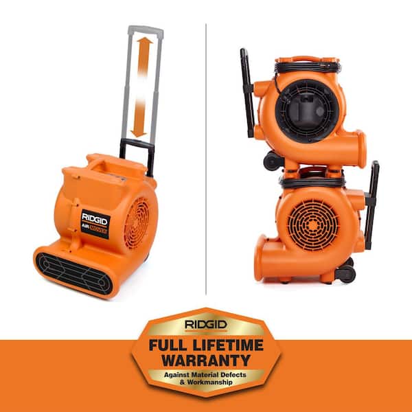 1625 CFM 3-Speed, Portable AM2560 Air Mover Blower Fan with Collapsible Handle, Rear Wheels, Water Damage Restoration