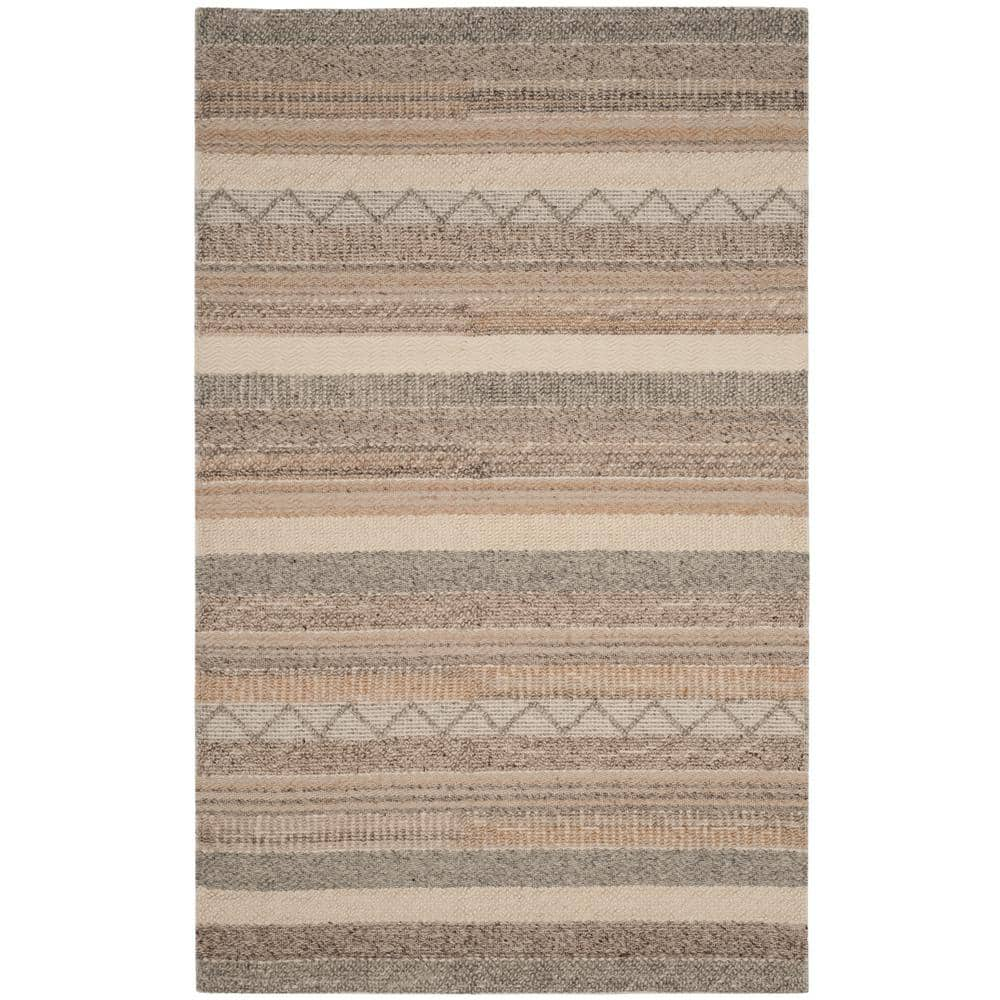 SAFAVIEH Natura Rylan Braided Striped Wool Area Rug  Beige  9  x 12