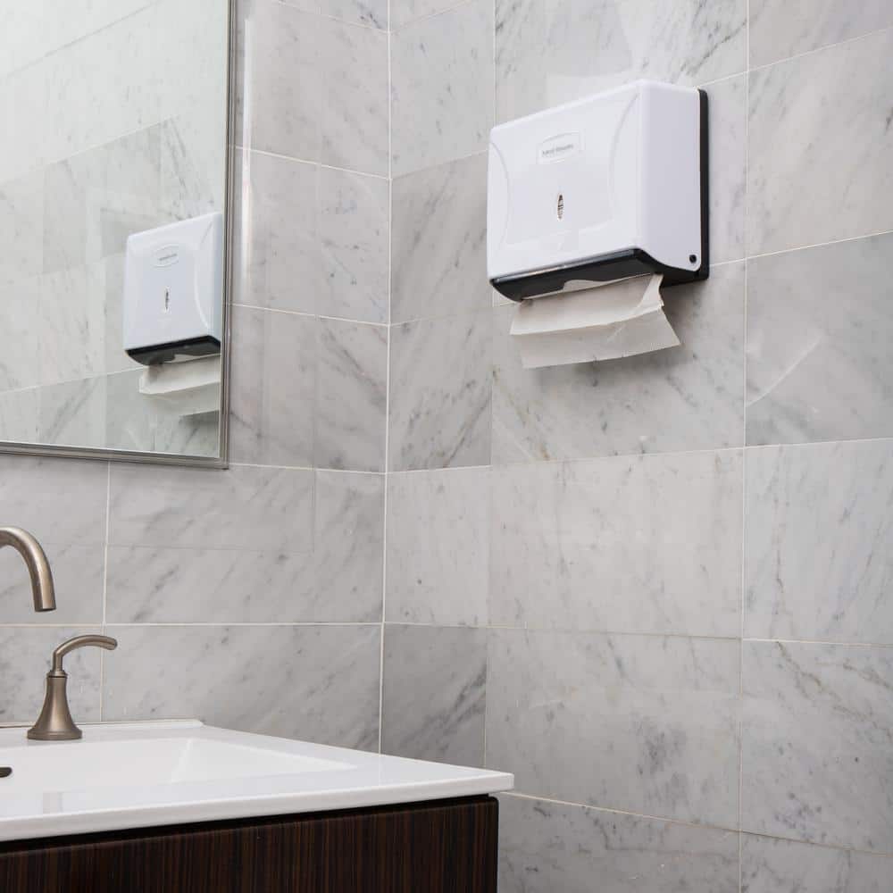 White Wall-Mounted Plastic Multifold Paper Towel Dispenser