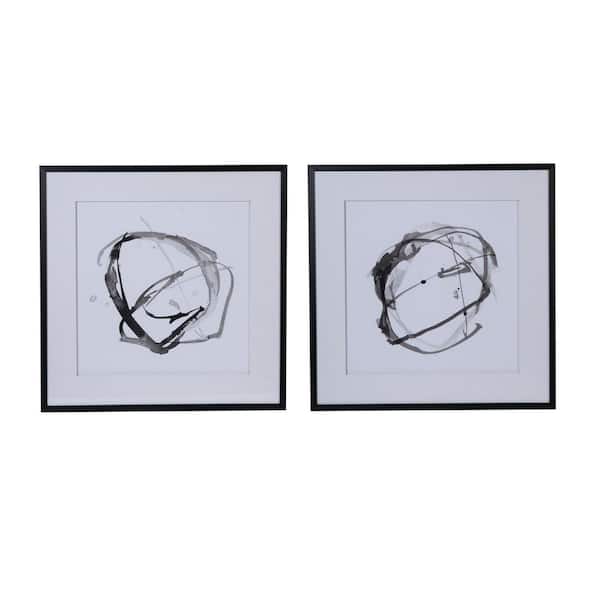 Miscool Anky Framed Art Print 31.5 in. x 31.5 in. Set of 2 Modern Abstract Wall Art, Square Framed Wall Art