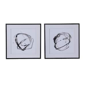 Anky Framed Art Print 31.5 in. x 31.5 in. Set of 2 Modern Abstract Wall Art, Square Framed Wall Art