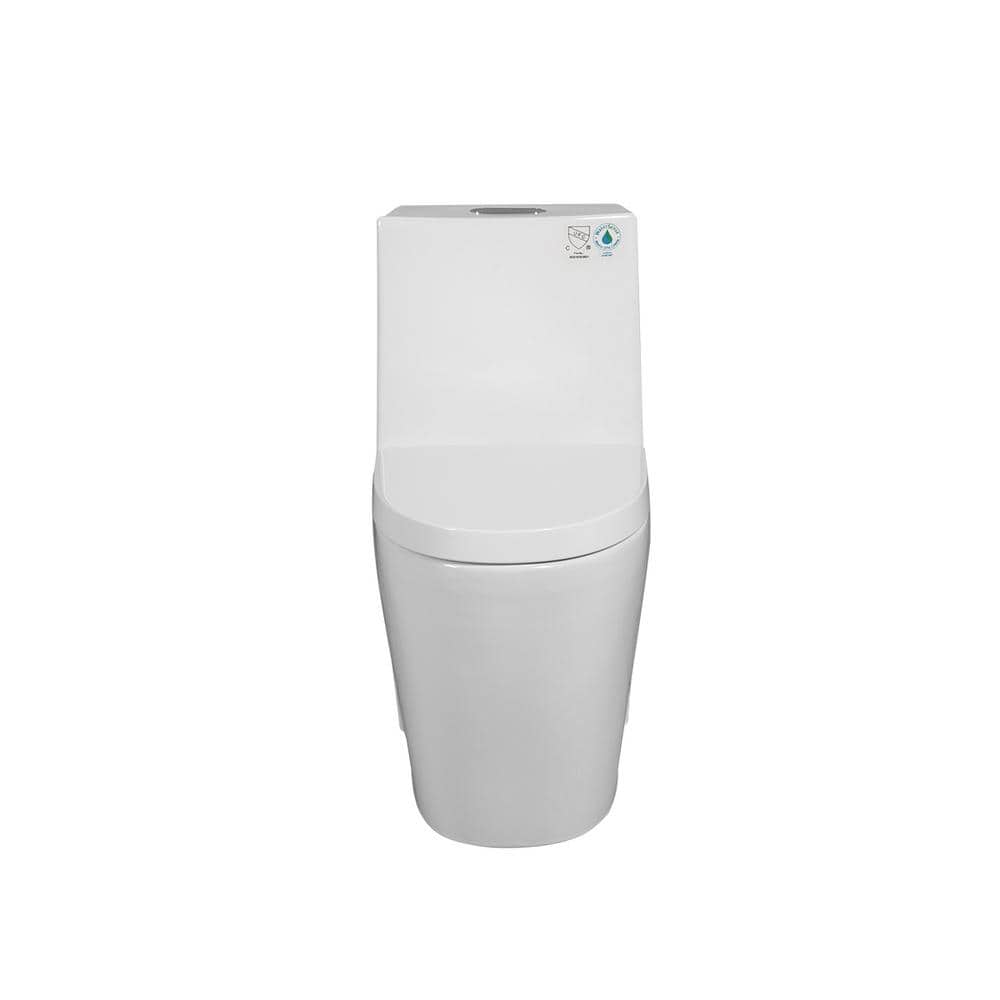 Glossy White Ceramic Dual Flush One-Piece Elongated Toilet