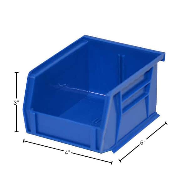 Spec101 Plastic Stackable Storage Bins - 4pc Blue Closet Organizer Bins  28in Tall Big Plastic Boxes for Home and Kitchen