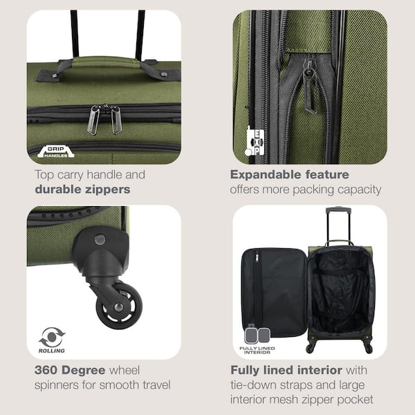 Surf&TailorMOAT TravelerSet-up2 スー U.S. Traveler Forza Green Softside Rolling Suitcase Luggage