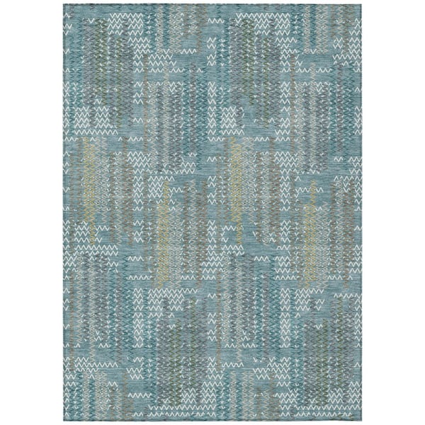 Chantille Machine Washable Indoor/Outdoor Abstract ACN2980 Teal 10 ft. x 14 ft. Area Rug