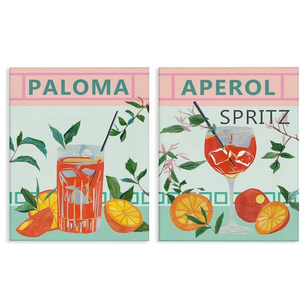 Stupell Industries Pastel Kitchen Cocktails by Melissa Wang 2 Pieces Unframed Food Graphic Art Print 20 in. x 16 in.