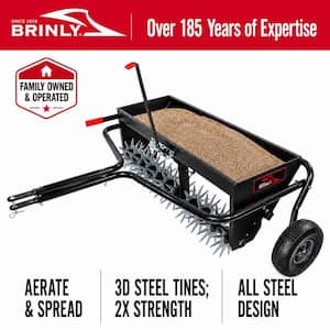 40 in. Tow-Behind Combination Aerator Spreader with 3-D Steel Tines and Pneumatic Tires