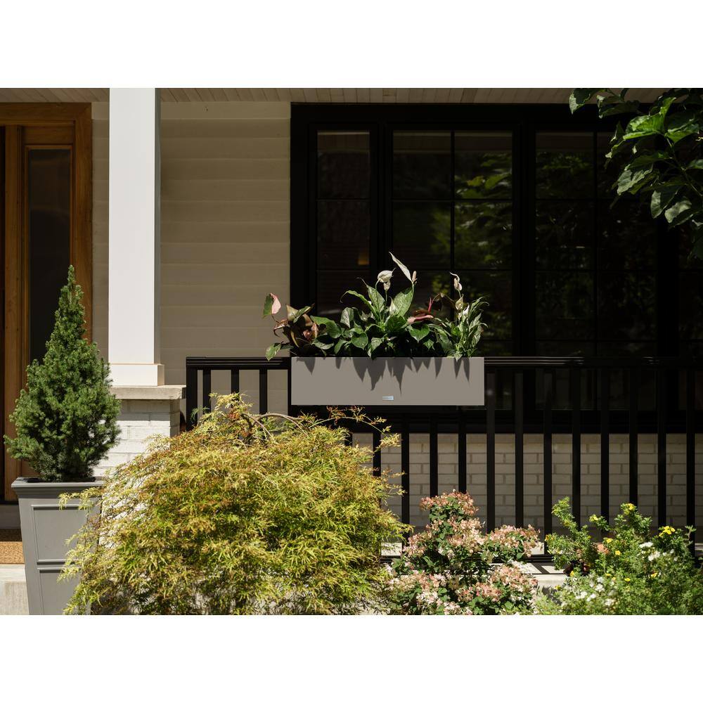 Gray Recycled Plastic Railing Window Box Planter