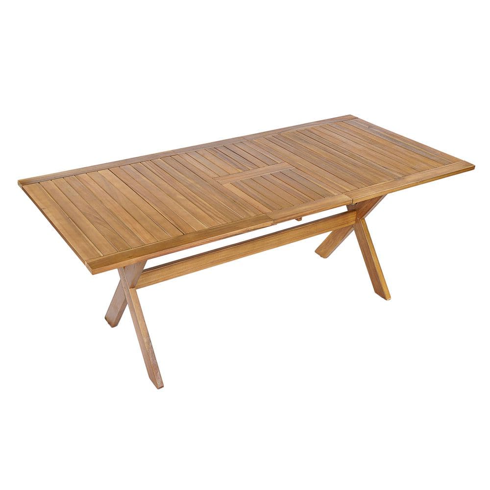 Alick Rectangle Extendable Solid Wood Outdoor Dining Table