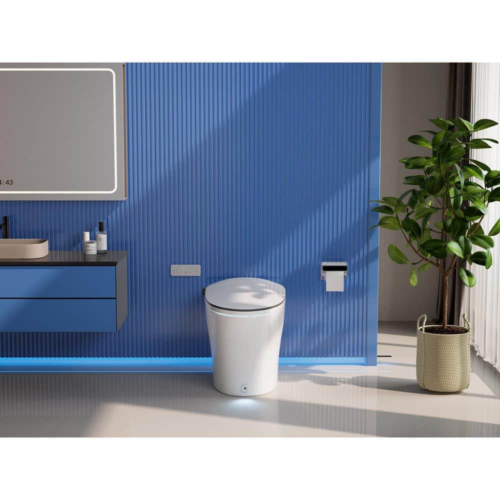 Elongated White High Efficiency Smart Bidet Toilet with Heated Seat