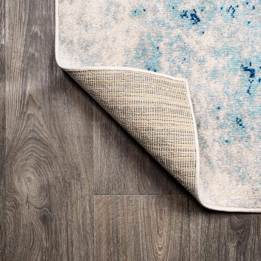 Dune Cream and Blue Abstract 2' x 8' Synthetic Runner Rug