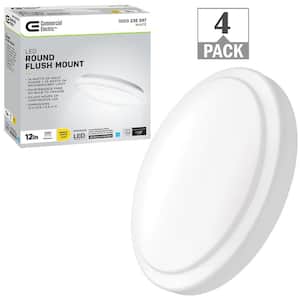 12 in. Round LED Flush Mount for Pantry Laundry Closet Light 1000 Lumens Dimmable 4000K Bright White (4-Pack)