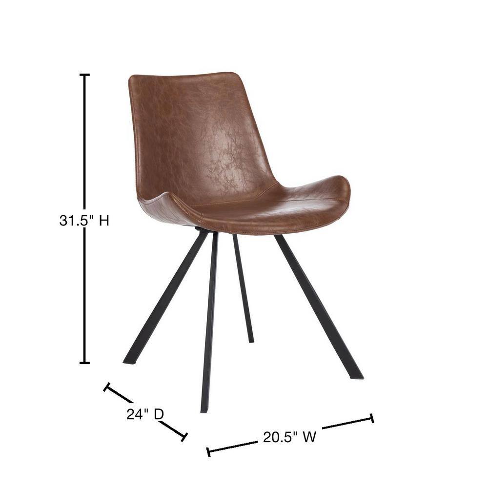 Transitional Wood and Faux Leather Side Chairs in Light Brown, Set of 2