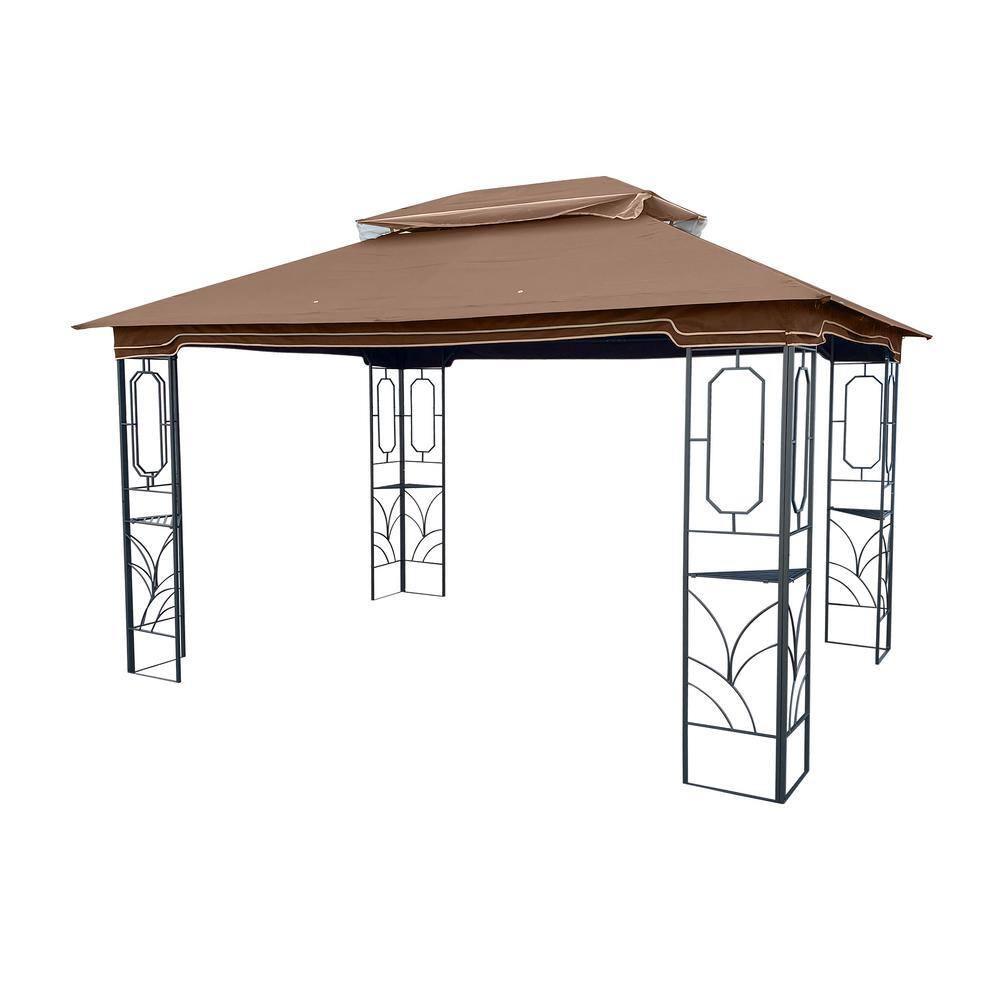 10 ft. x 13 ft. Coffee Gazebo Canopy Tent With Ventilated Double Roof and Detachable Mesh Screen Mosquito Net price history on PriceWatchPro