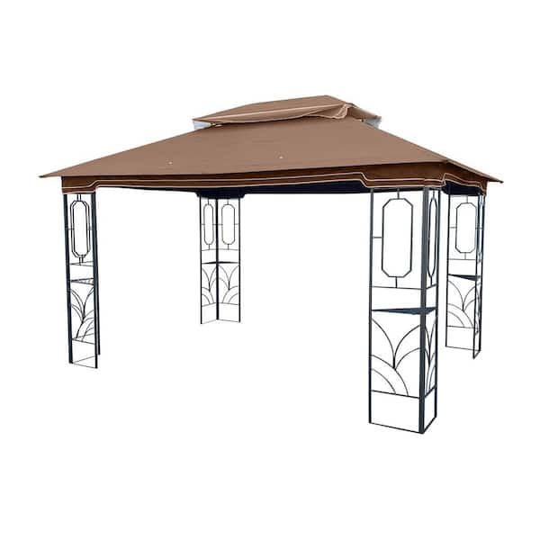 ITOPFOX 10 ft. x 13 ft. Coffee Gazebo Canopy Tent With Ventilated Double Roof and Detachable Mesh Screen Mosquito Net