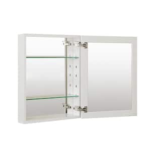 16 in. W x 20 in. H Rectangular Satin Chrome Aluminum Recessed/Surface Mount Medicine Cabinet with Mirror