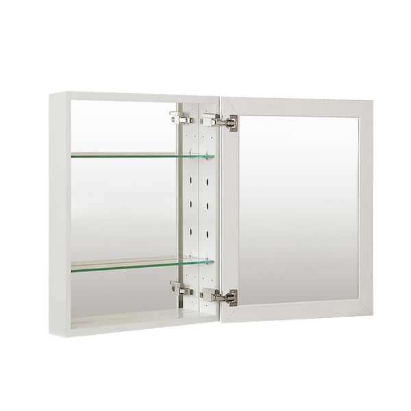 Maincraft 16 in. W x 20 in. H Rectangular Satin Chrome Aluminum Recessed/Surface Mount Medicine Cabinet with Mirror