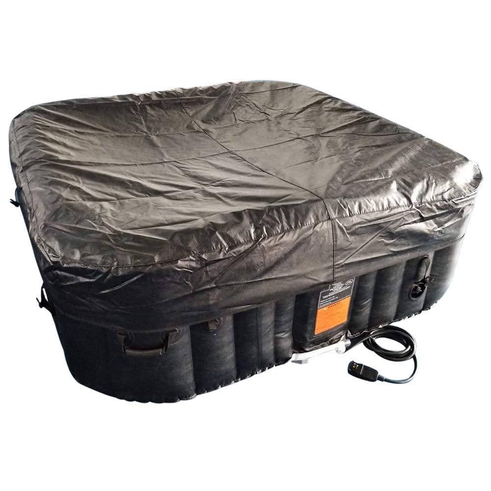 ALEKO 4-Person Black and White Inflatable Square Hot Tub