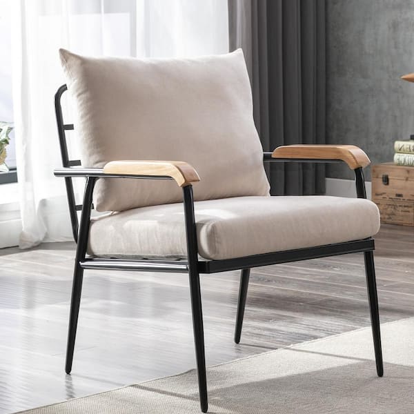 Bestier Industrial Beige Arm Chair with Soft Removable and Detachable Cushion