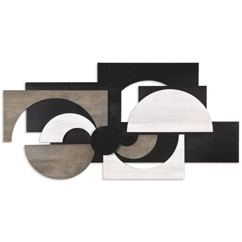 Luminus Dusk 48" x 24" Black and Gray Solid Wood Abstract Wall Art