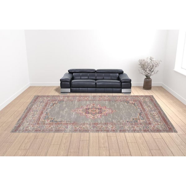 12 ft. x 18 ft. Blue Moroccan Power Loom Distressed Area Rug