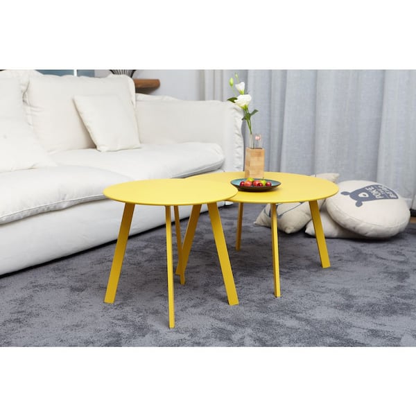 Boyel Living Round Metal Foldable Outdoor Side Table with