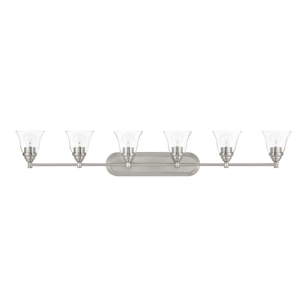 Hampton Bay Marsden 50.5 in. 6-Light Brushed Nickel Transitional Vanity with Clear Glass Shades -  HB3802-35