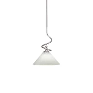 Royale 100 W 1-Light Brushed Nickel Standard Mini Pendant Light with Glass Shade