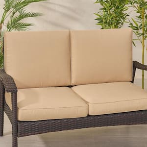 Terry 22 in. x 17.75 in. 2-Piece Outdoor Patio Loveseat Cushion Set in Tan