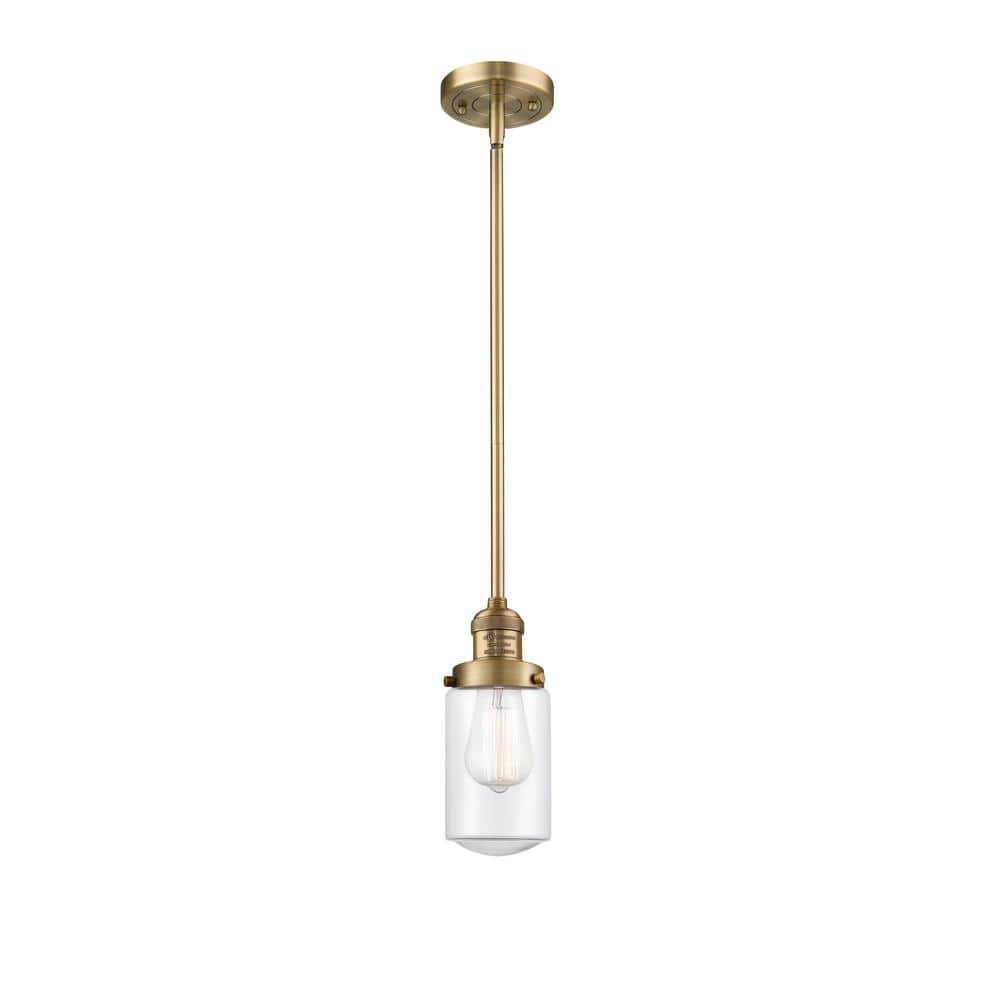 UPC 745684126744 product image for Dover 1 Light Brushed Brass Drum Pendant Light with Clear Glass Shade | upcitemdb.com