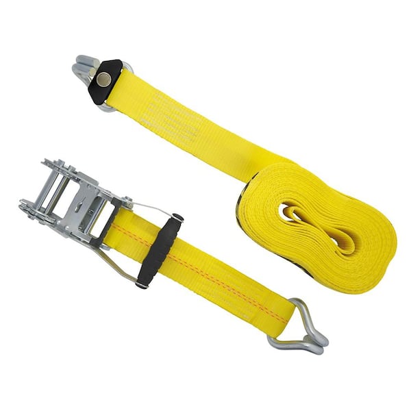 27 ft. Heavy-Duty Ratcheting 3333 lbs. Truck Tie Down Strap J-Hooks 27 ft. Heavy-Duty Ratcheting 3333 lbs. Truck Tie Down Strap J-Hooks