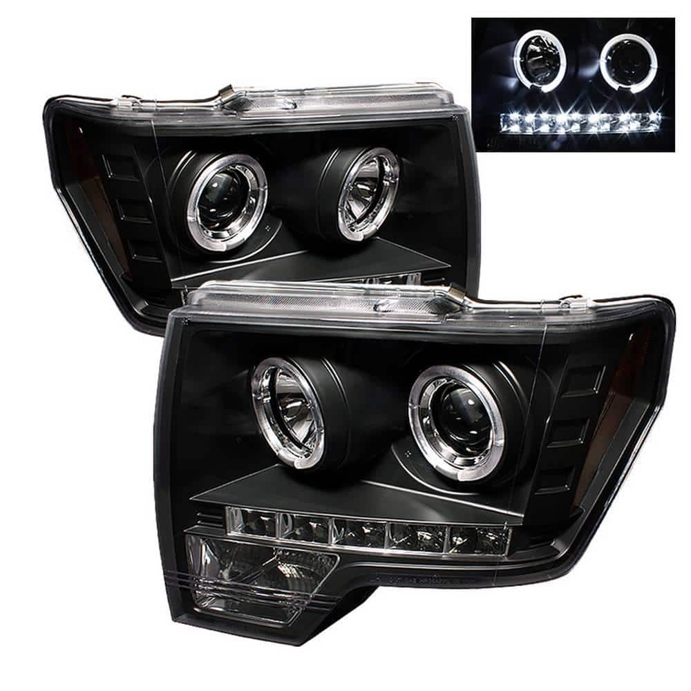 Spyder Auto Ford F150 09-14 Projector Headlights - Halogen Model Only - LED  Halo - LED ( Replaceable LEDs ) - Black 5010230 - The Home Depot, image size:1000x1000