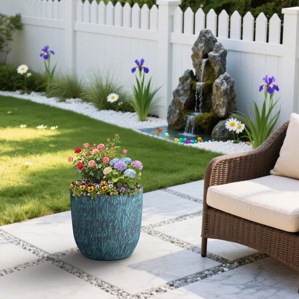 DurX-litecrete 17 in. Large Turquoise（Upgraded Interior) Concrete