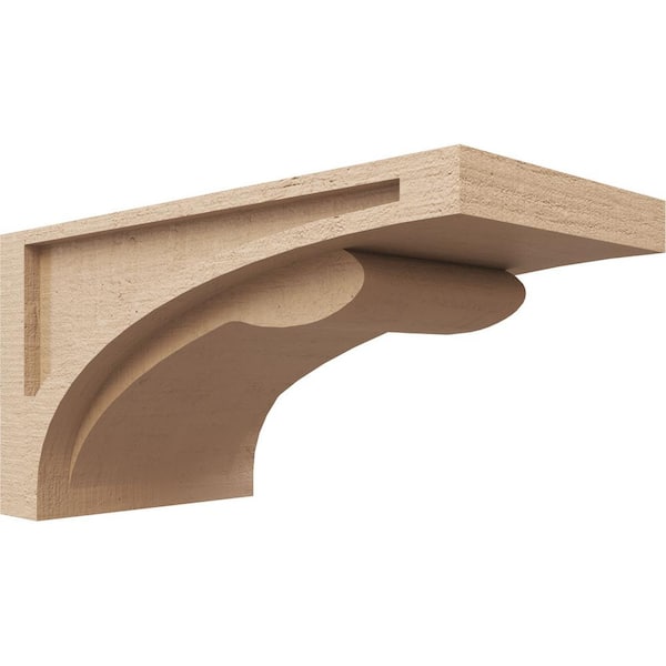Ekena Millwork 8 in. x 8 in. x 16 in. Wide Viola Rough Cedar Woodgrain TimberThane Corbel, Primed Tan