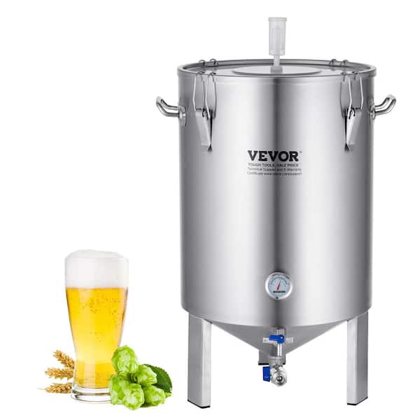 VEVOR 304 Stainless-Steel Kettle16 gal. Beer Brew Fermenter Brew Bucket for Brewing Home Brewing Supplies Thermometer