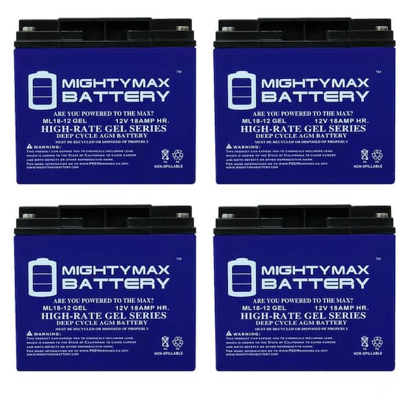 MIGHTY MAX BATTERY 12V 18AH GEL Battery Replacement for CSB GP12170 - 4 Pack