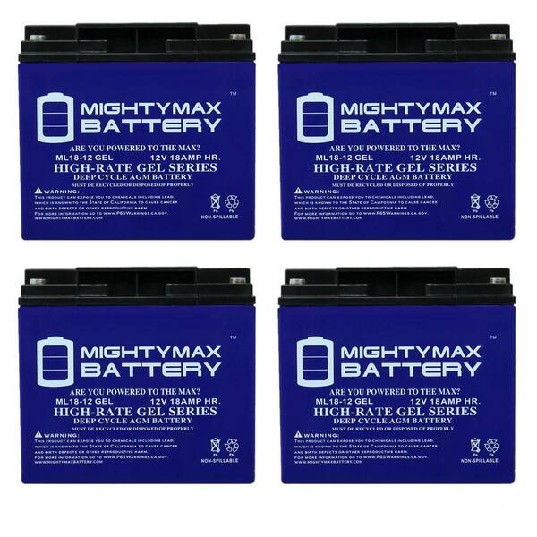 MIGHTY MAX BATTERY 12V 18AH GEL Replacement Battery compatible with Interstate DCM0018 - 4 Pack