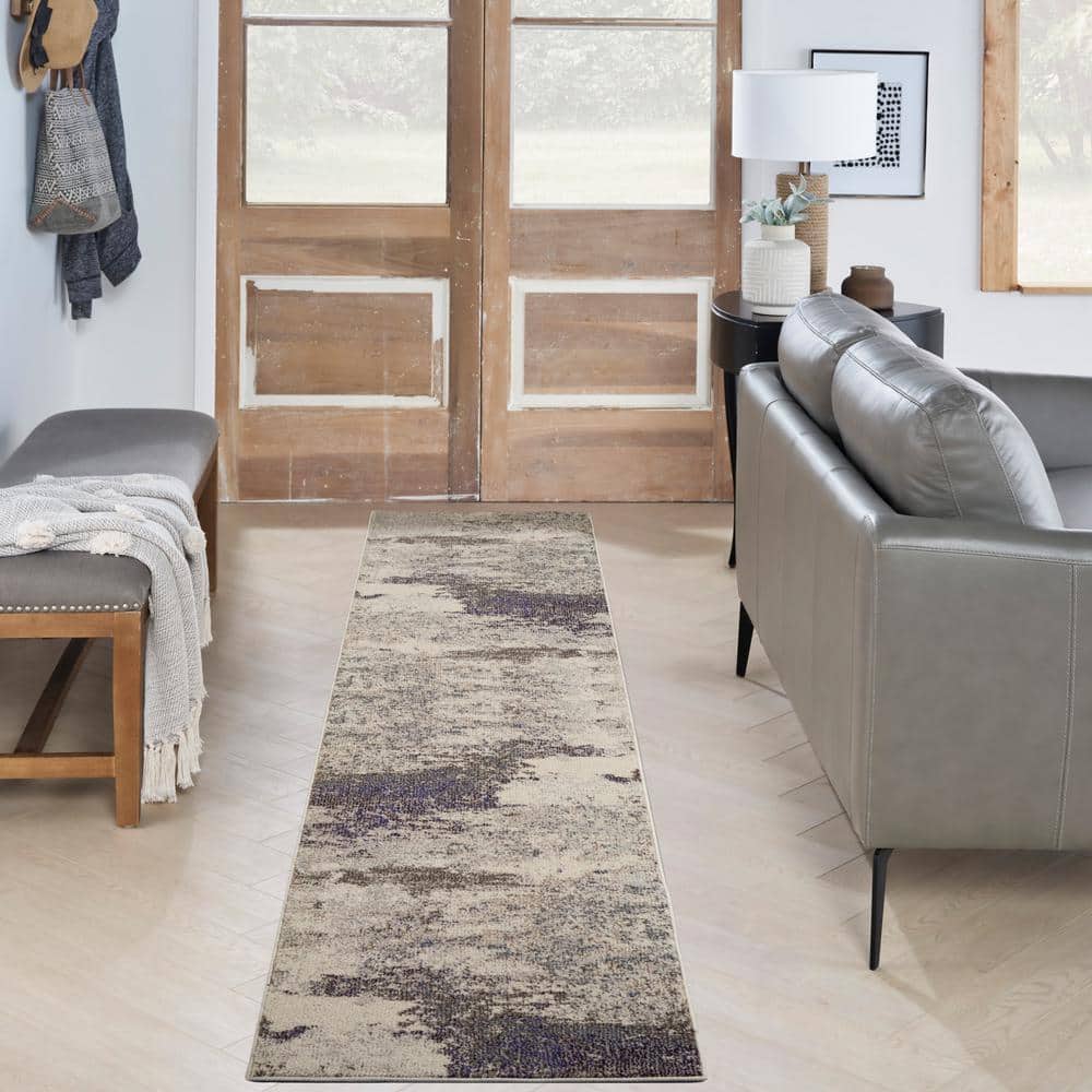 Ivory/Grey Abstract Hand-knotted Reversible Area Rug