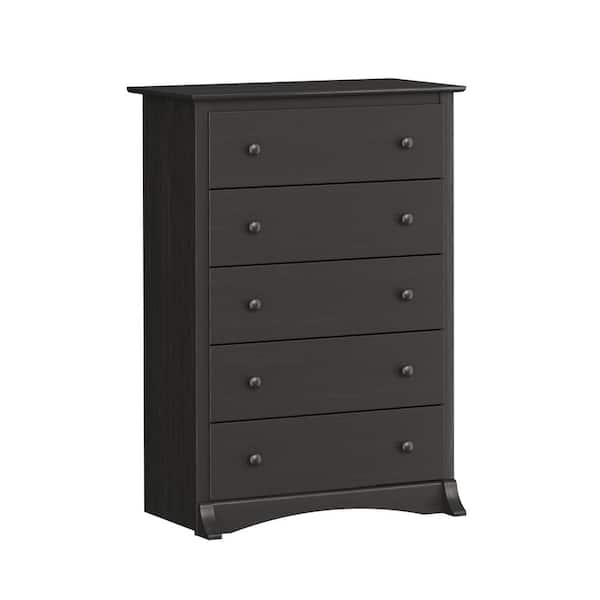 Prepac Sonoma 5-Drawer Washed Black Chest of Drawers
