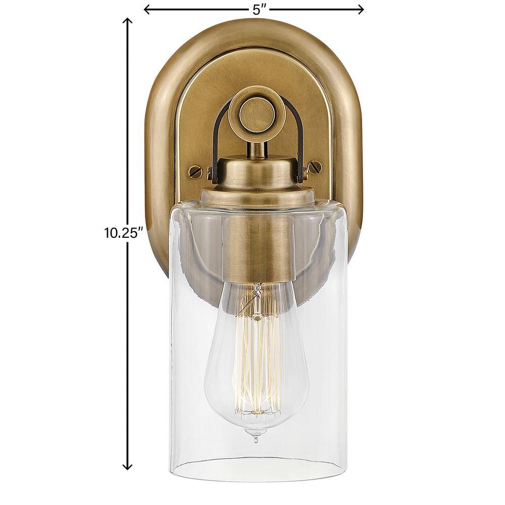 Halstead Heritage Brass 1-Light Outdoor Vanity with Clear Glass Shade