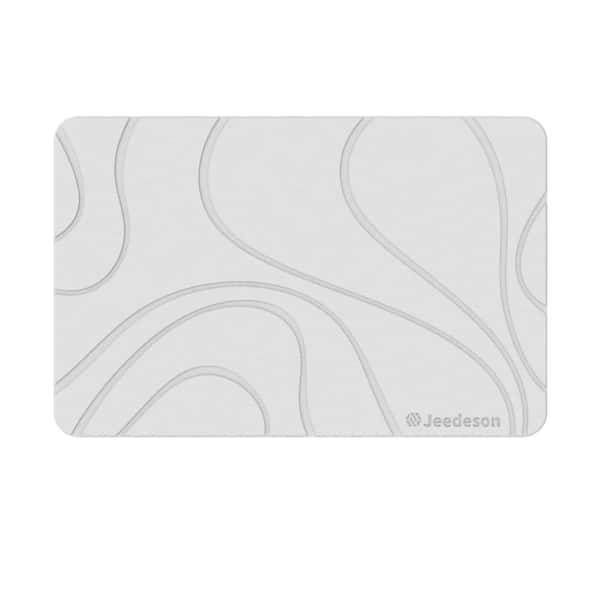 Jeedeson 15.35 in. x 23.62 in. Diatomaceous Earth Bath Mat, Super Absorbent Non-Slip Diatomite Stone Bath Mat, White
