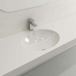 Parma 22 in. Undermount Fireclay Bathroom Sink in White with Overflow