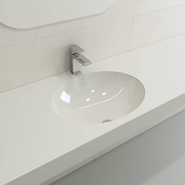BOCCHI Parma 22 in. Undermount Fireclay Bathroom Sink in White with Overflow